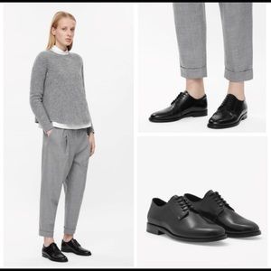 Cos Oxford lace up black leather shoes size 37